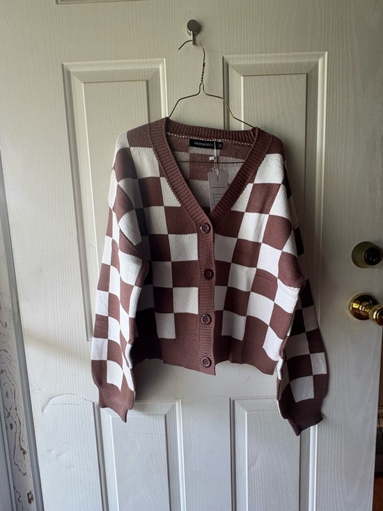 Sweaters - MEEROKEETY brown and white checked sweater